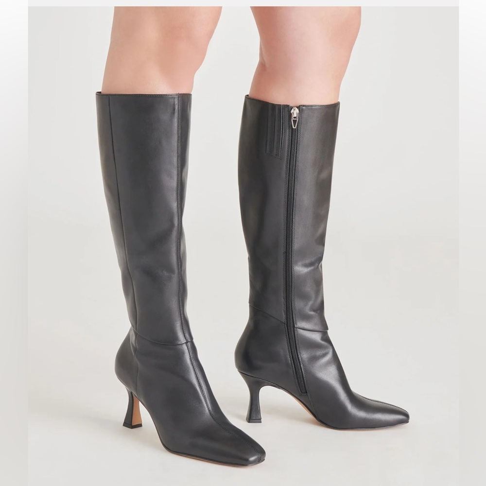 Dolce Vita GYRA Black Knee-High Leather Boots